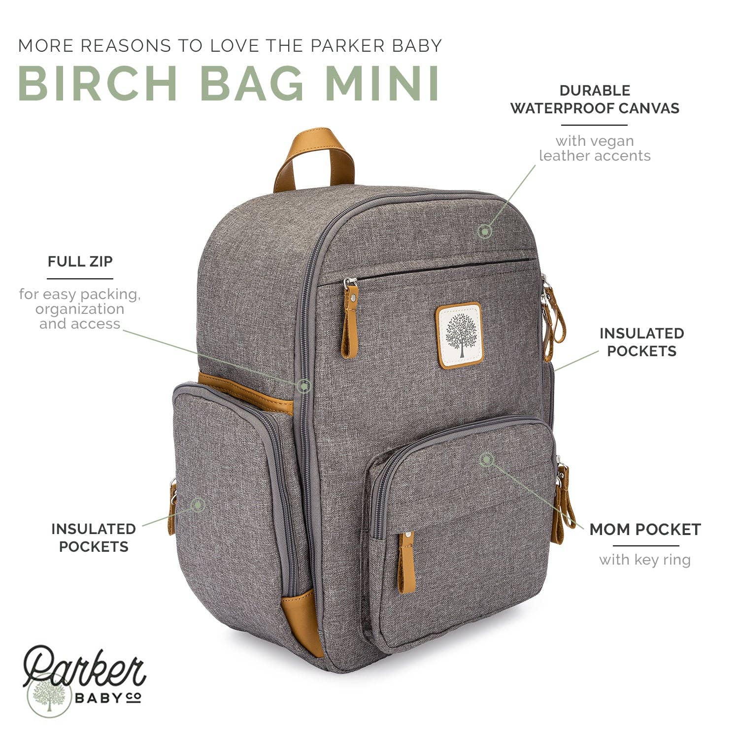 Birch Bag Mini - Diaper Backpack in Gray