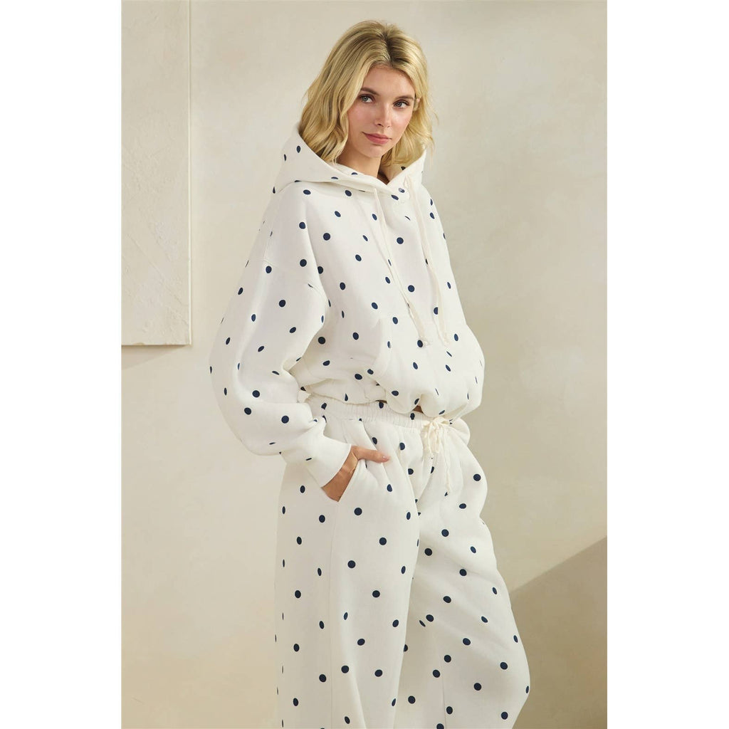 Printed Bubble Hem Knit Hoodie