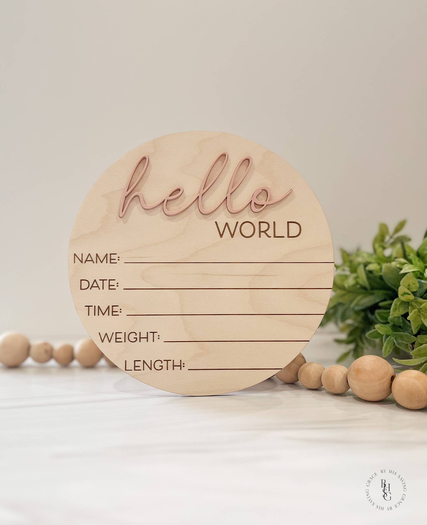 Wooden Hello World sign ￼
