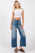 WIDE DESTROYED HIGH RISE RELAXED CROPPED WIDE LEG