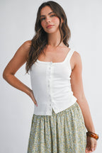 Pointelle Button Front Cami Tank ( Multicolors )