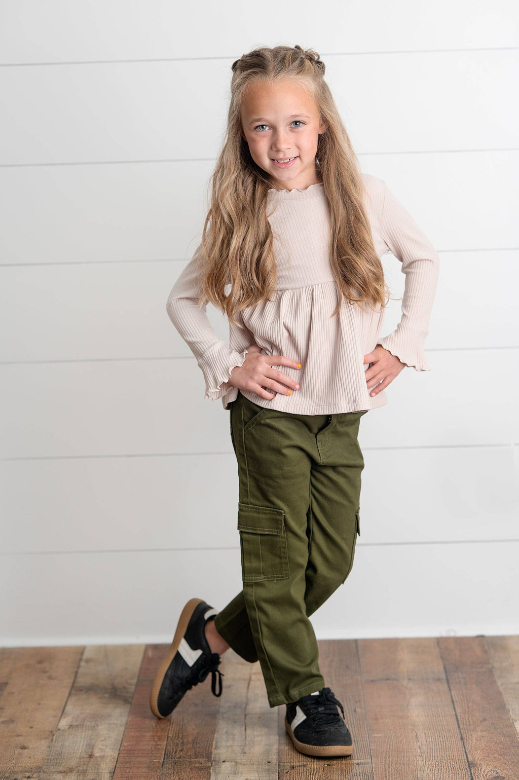 Olive Green Denim Cargo Pants