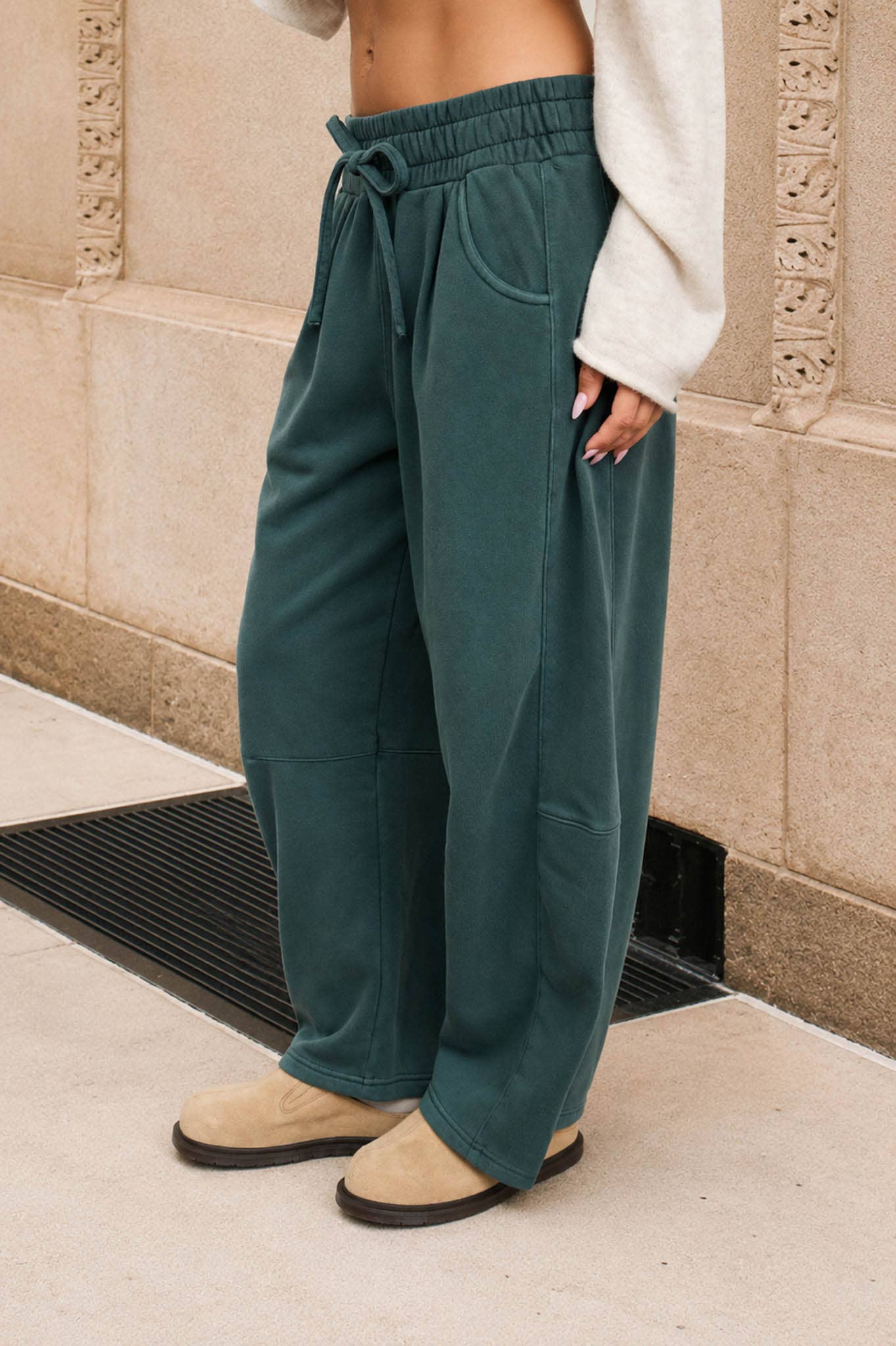 SMOCKED WAIST DRAWSTRING BARREL LEG SWEATPANTS (multiple colors)