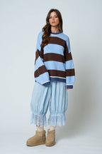 OVERSIZED STRIPE CREW NECK LONG SLEEVE SWEATER