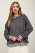 EXPOSED SEAM CONTRAST TRIM KNIT TOP