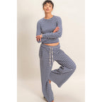Striped Waffle Long Sleeve Top & Pants Set