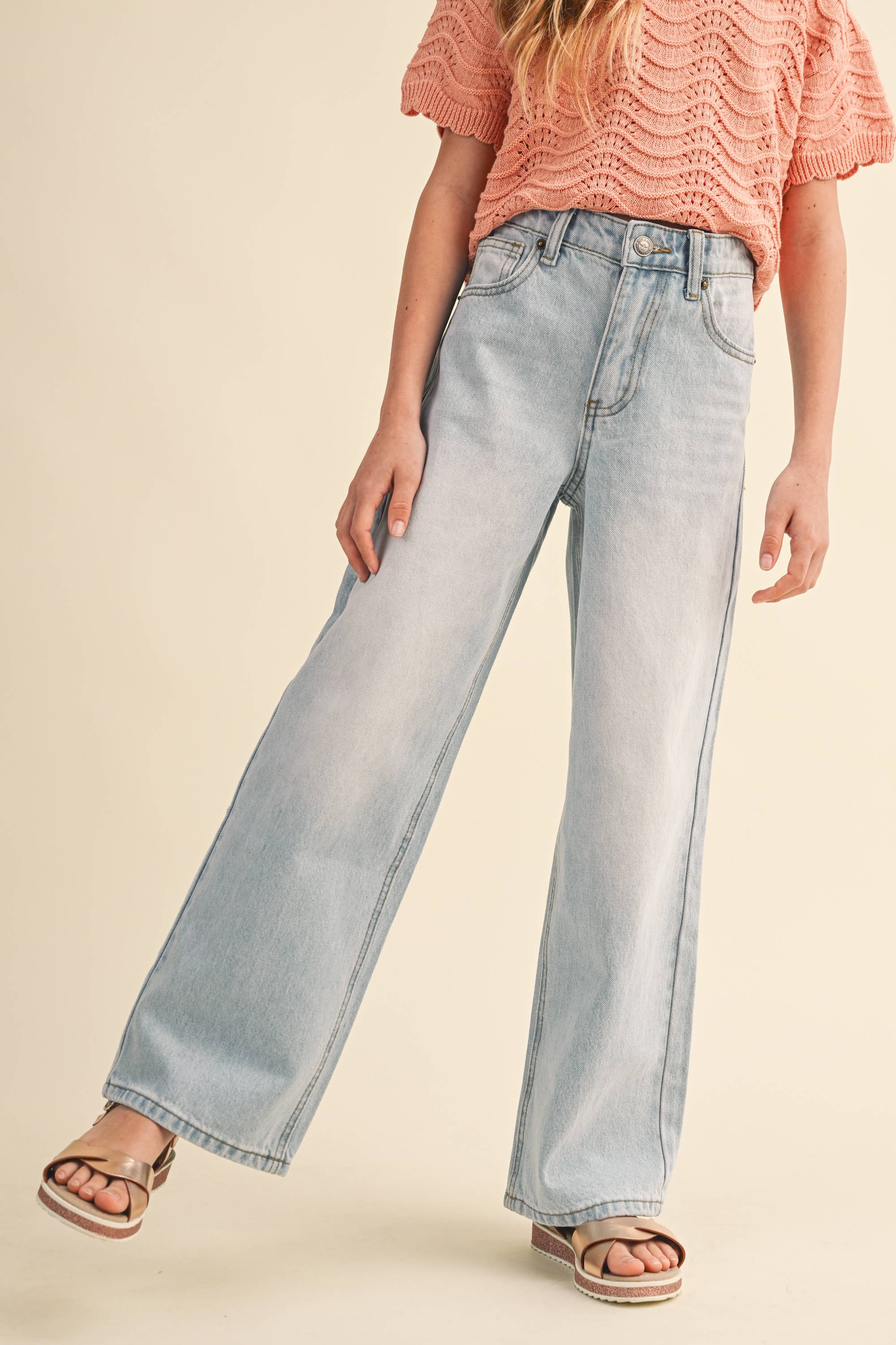TWEEN GIRLS WIDE LEG DENIM PANTS