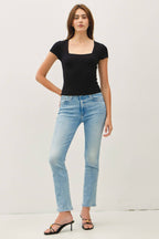 SQUARE NECK KNIT TEE