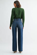 Square Patch Pocket Straight Leg - DARK DENIM