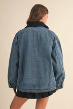 DENIM JACKET WITH REMOVABLE CORDUROY COLLAR