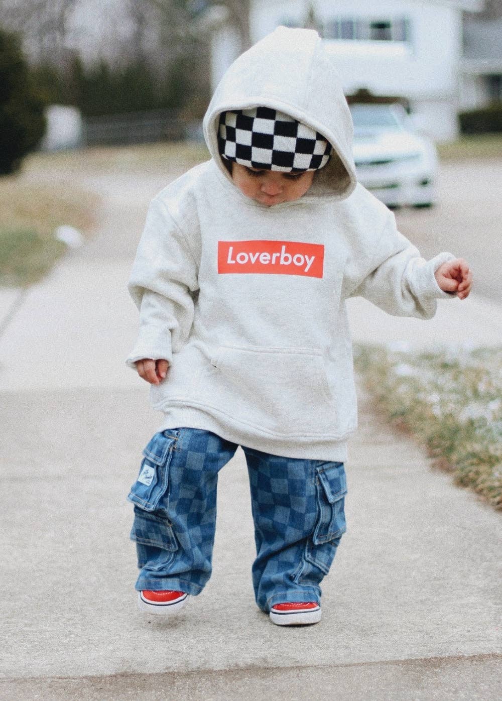 Checkered Baggy Blue Jeans