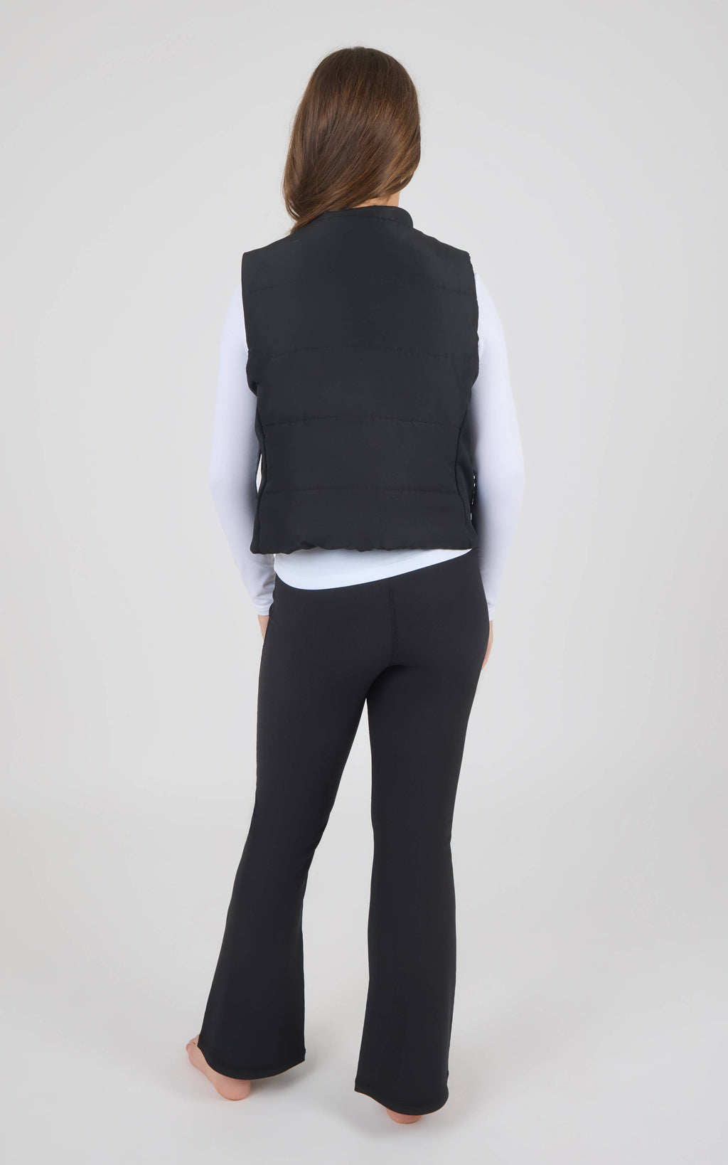 Tween Girls Puffer Vest, Long Sleeve Top, Flare Pants - Set