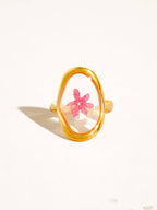 Flint 18K Gold Non-Tarnish Pink Floral Statement Ring