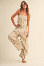STRIPED SMOCKED BACK TIE HANDKERCHEIF TOP AND BARREL