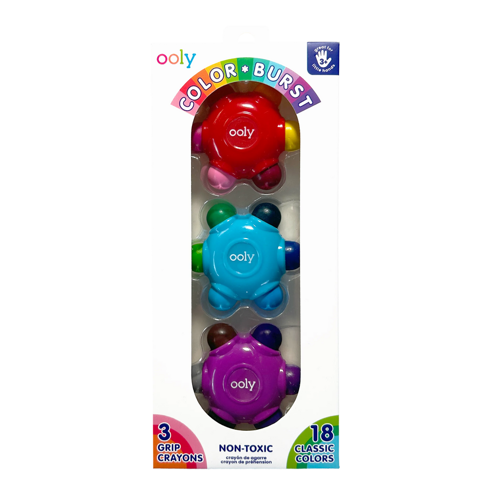 Color Burst: Grip Crayons (Set of 3 / 18 Classic Colors)