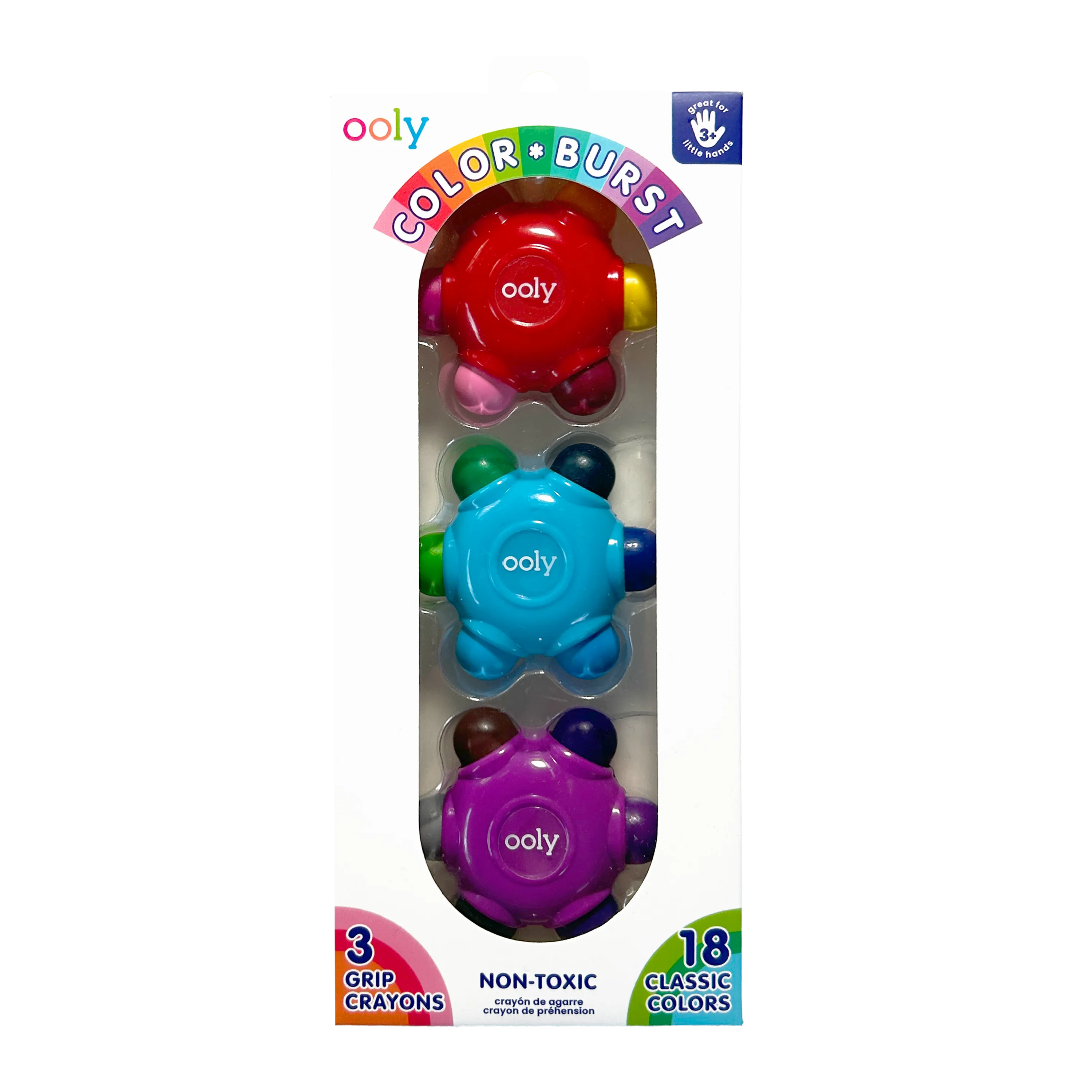 Color Burst: Grip Crayons (Set of 3 / 18 Classic Colors)