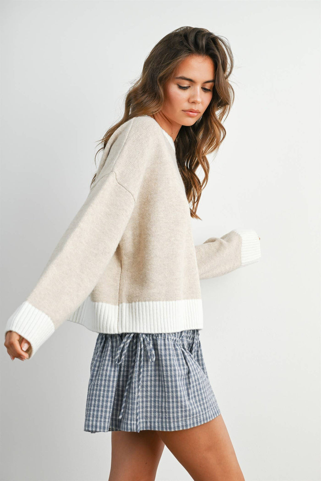 Cozy Contrast Trim Sweater