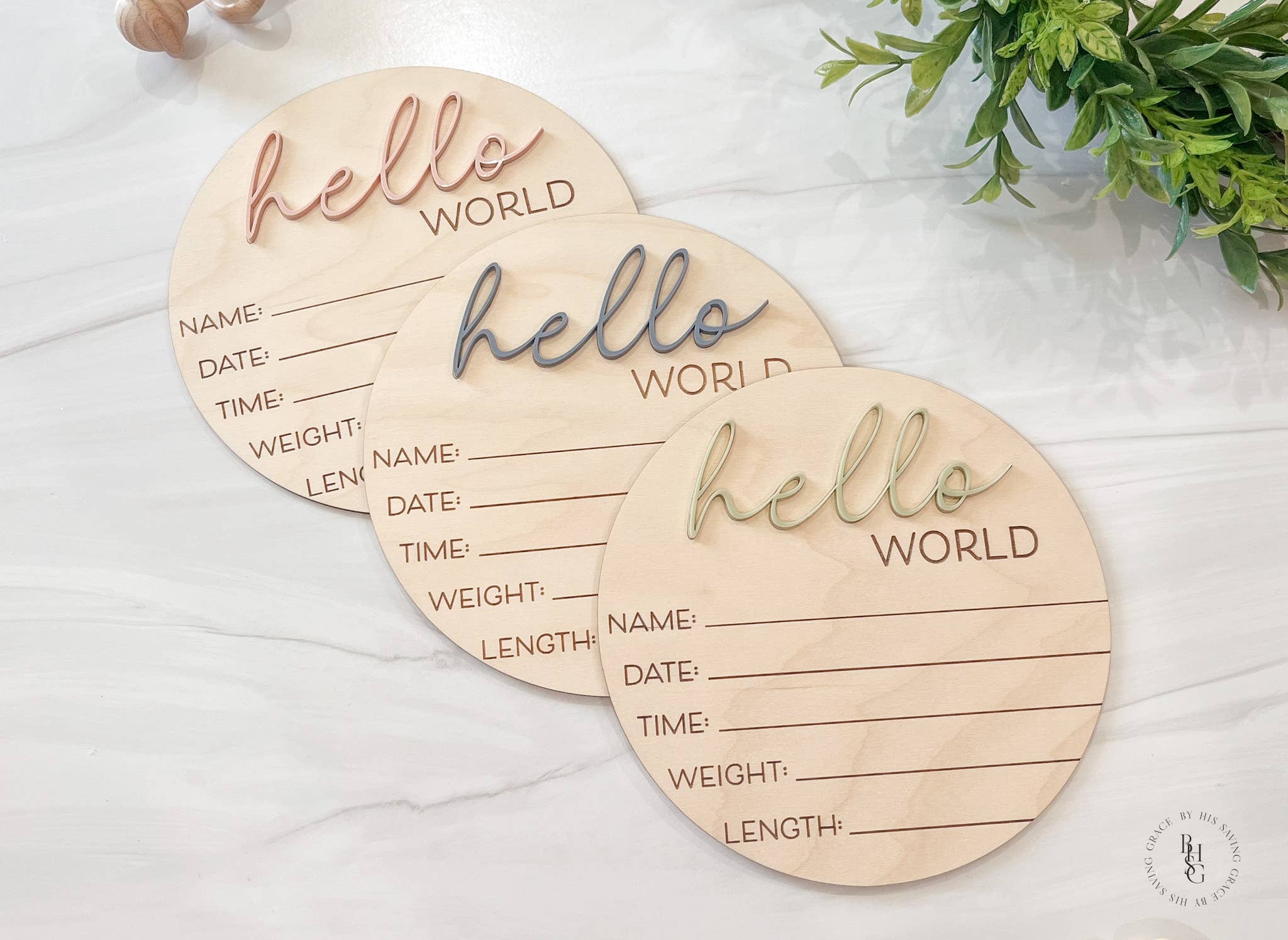Wooden Hello World sign ￼