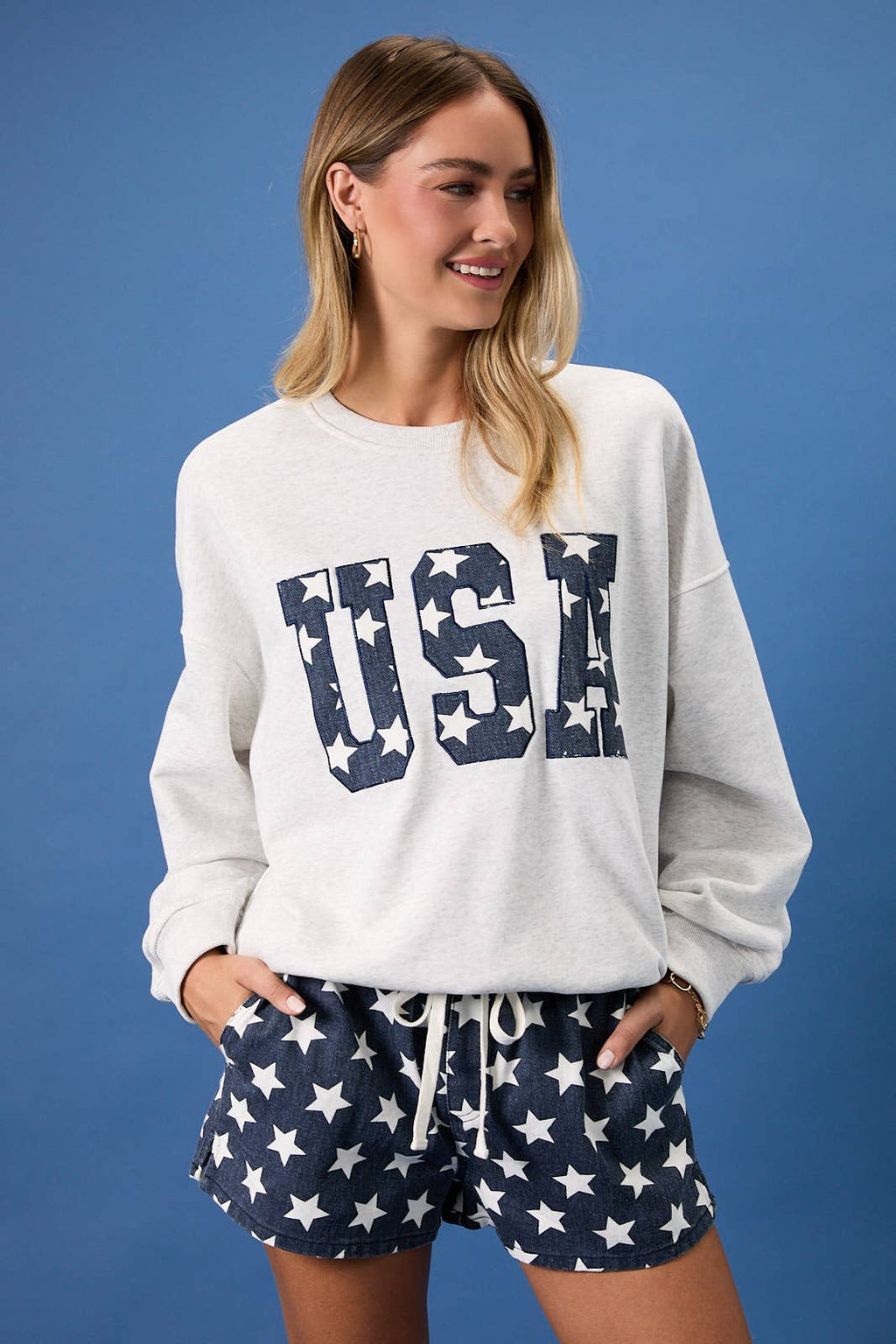 "USA" EMBROIDERY SWEATSHIRT
