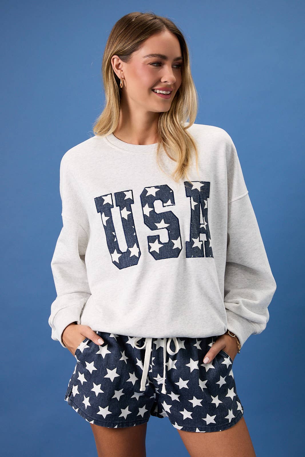 "USA" EMBROIDERY SWEATSHIRT