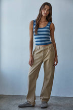 Knit Striped Seamless Padded Tank Top (multiple colors)