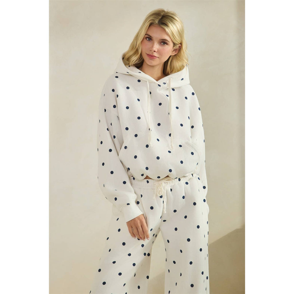 Printed Bubble Hem Knit Hoodie