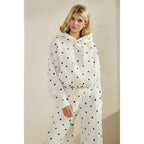 Printed Bubble Hem Knit Hoodie