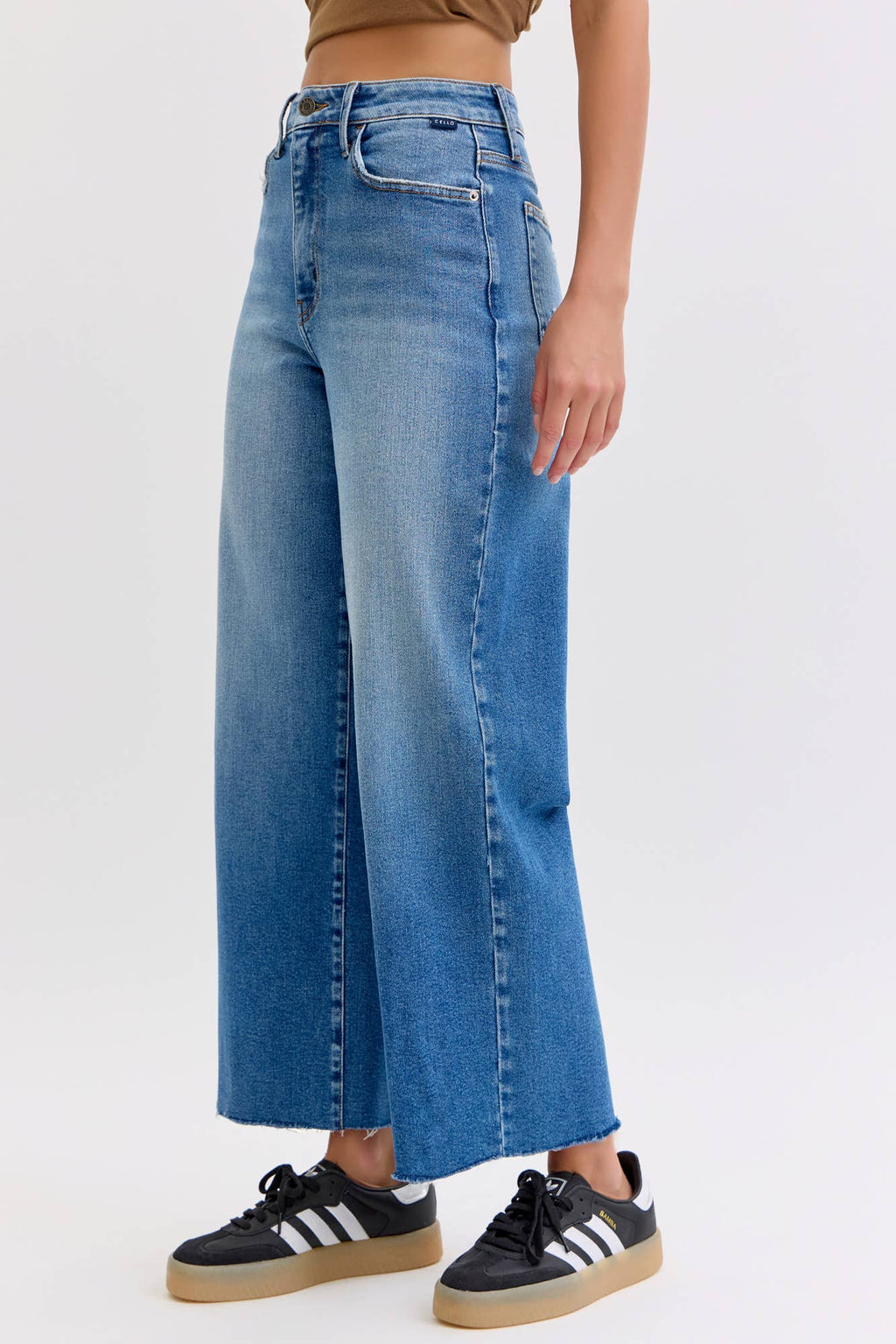 High Rise Wide Leg with Raw Hem