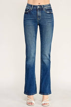 PATCH POCKET HIGH RISE STRETCH BOOTCUT JEANS