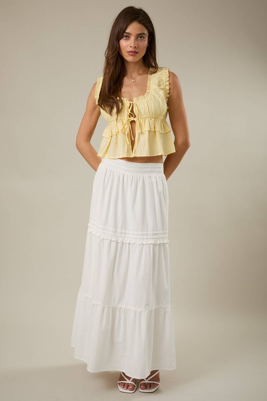 PLEATED DETAIL MAXI SKIRT