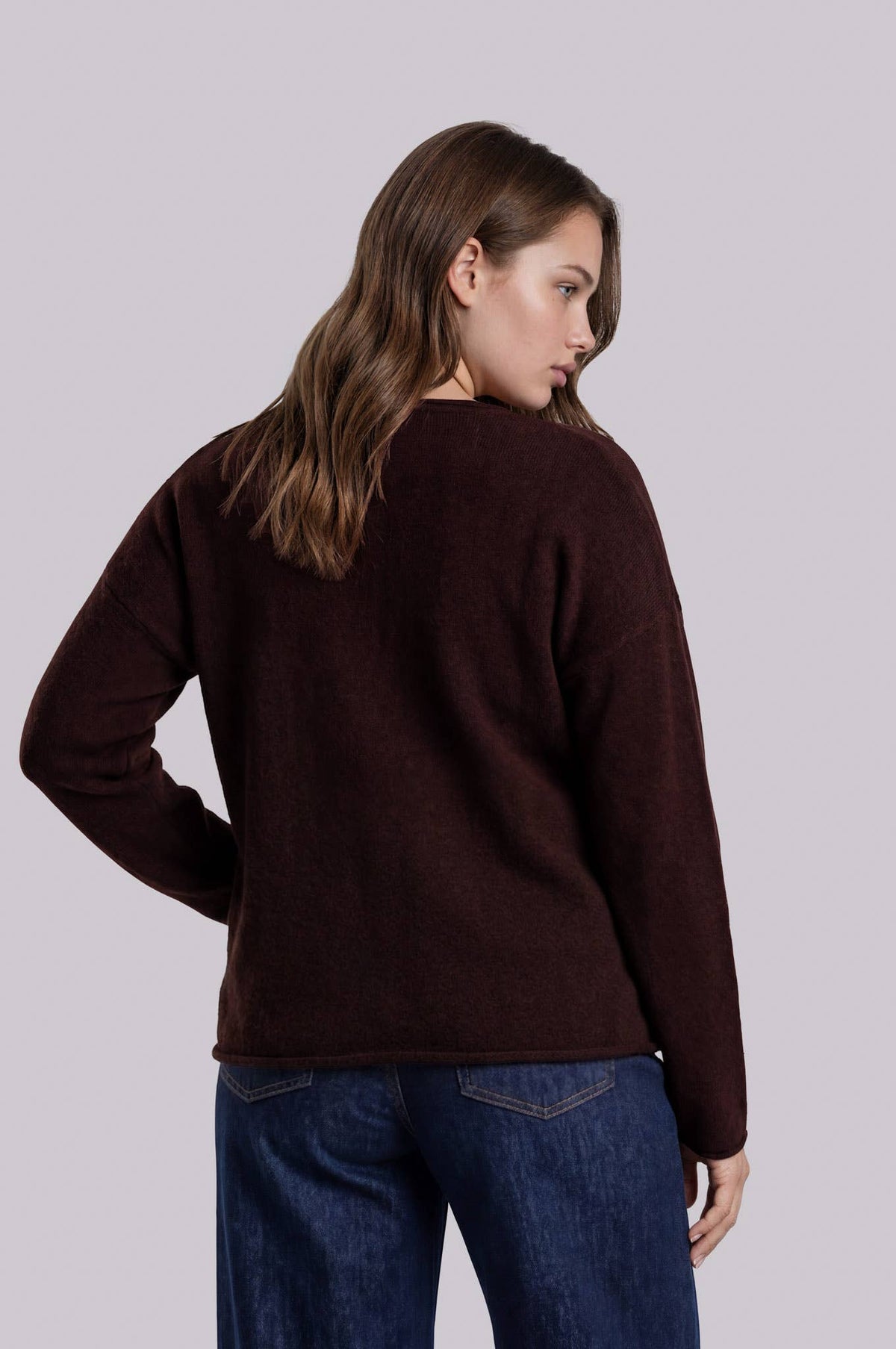 PLUS CENTER SEAM ROLLED NECK KNIT SWEATER