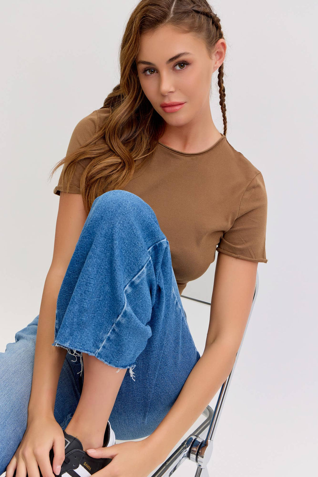 High Rise Wide Leg with Raw Hem