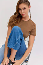High Rise Wide Leg with Raw Hem