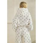 Printed Bubble Hem Knit Hoodie