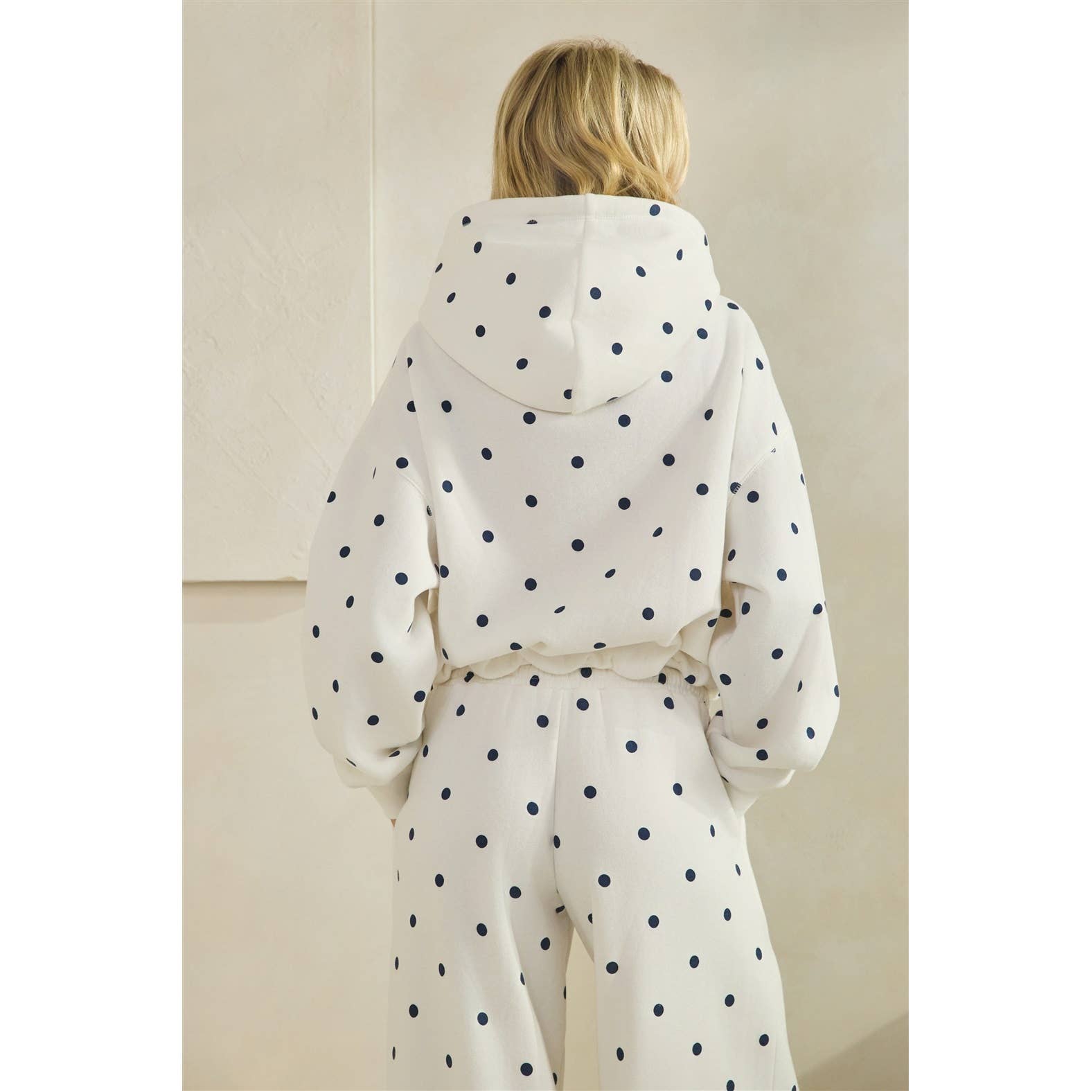 Printed Bubble Hem Knit Hoodie