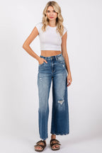 WIDE DESTROYED HIGH RISE RELAXED CROPPED WIDE LEG