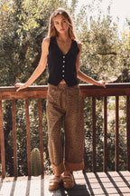 Plus Leopard Print Cropped Wide-leg Pants