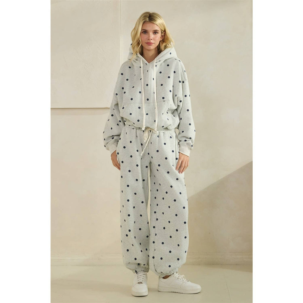 Printed Bubble Hem Knit Hoodie
