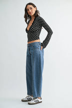 Seamed Mid Rise Barrel Jean - MEDIUM DENIM -