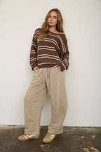 SMOCKED WAIST DRAWSTRING BARREL LEG SWEATPANTS (multiple colors)