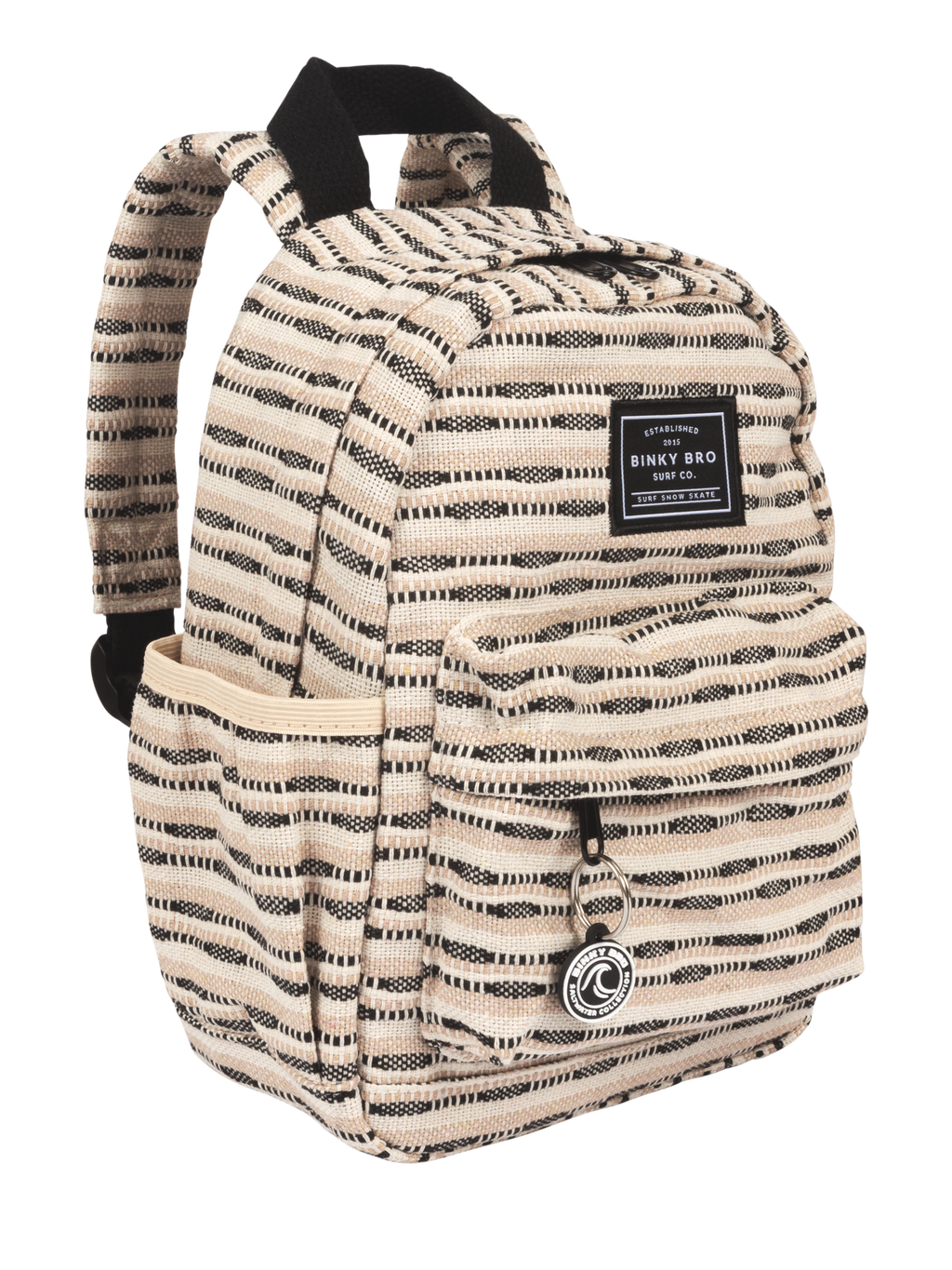 Kids Backpack (Black Striped Canvas)