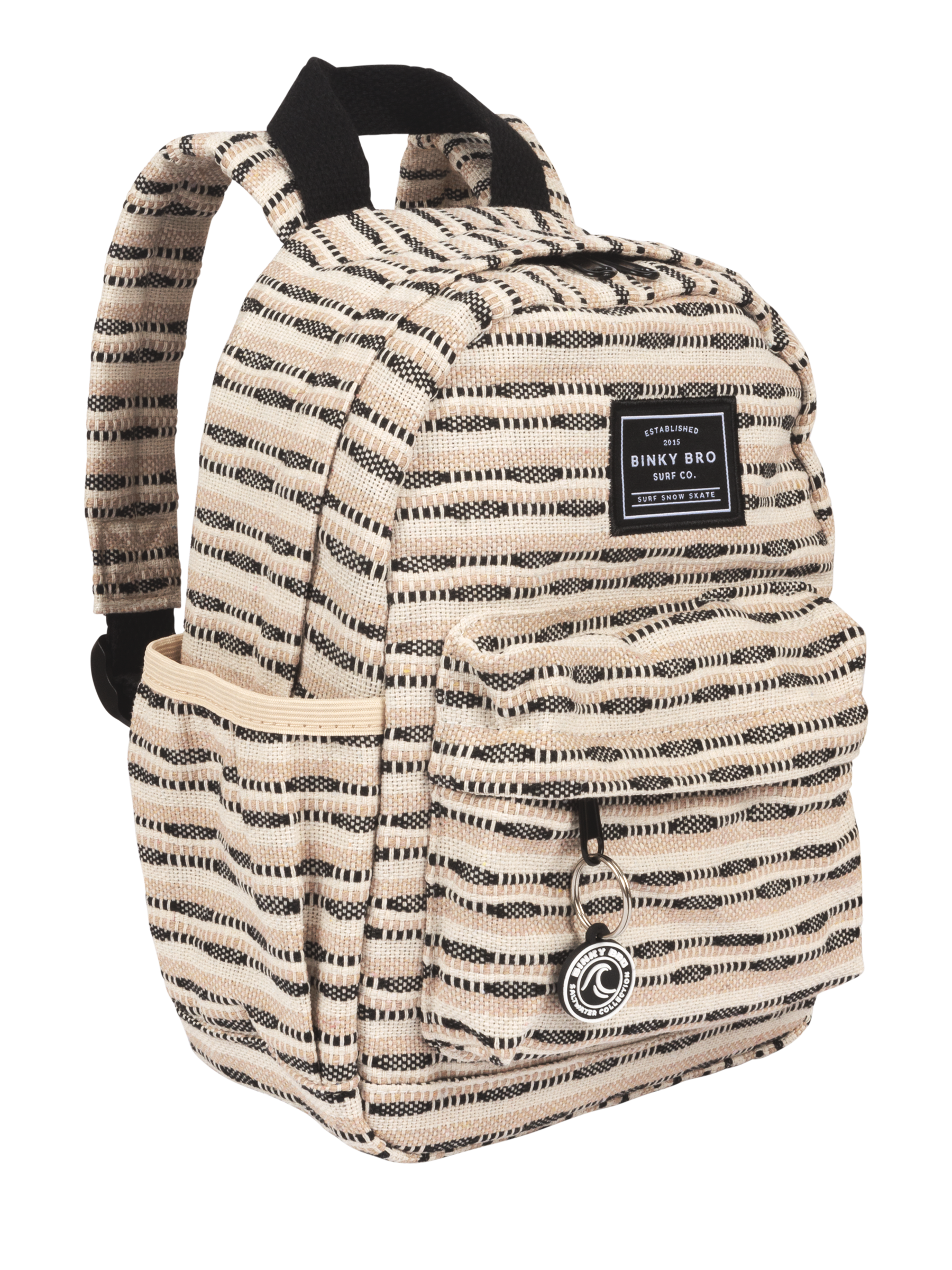 Kids Backpack (Black Striped Canvas)
