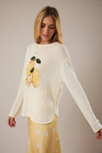 ROUND ROLL UP NECK LEMON GRAPHIC SWEATER