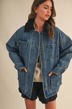 DENIM JACKET WITH REMOVABLE CORDUROY COLLAR