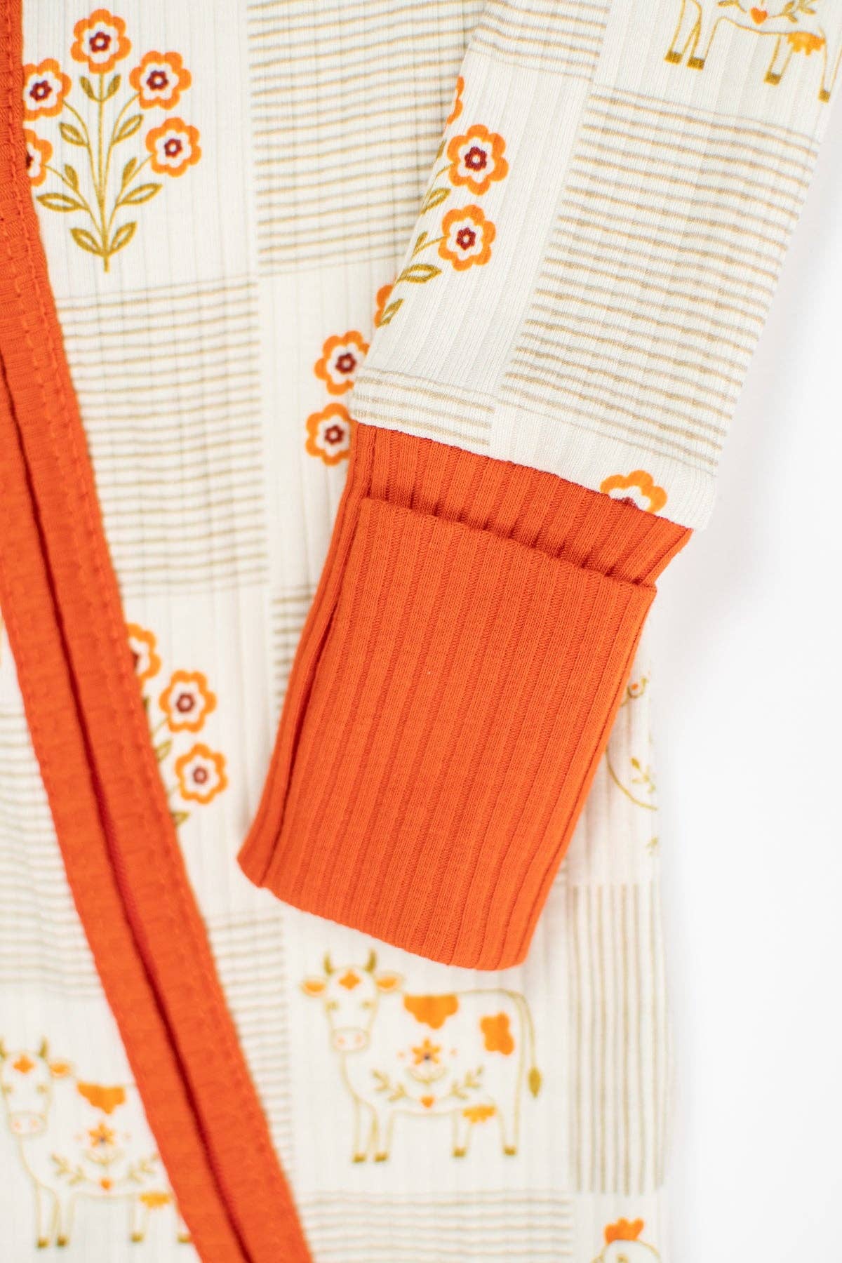 Farm Folk Floral Ribbed Cotton Baby Zippy