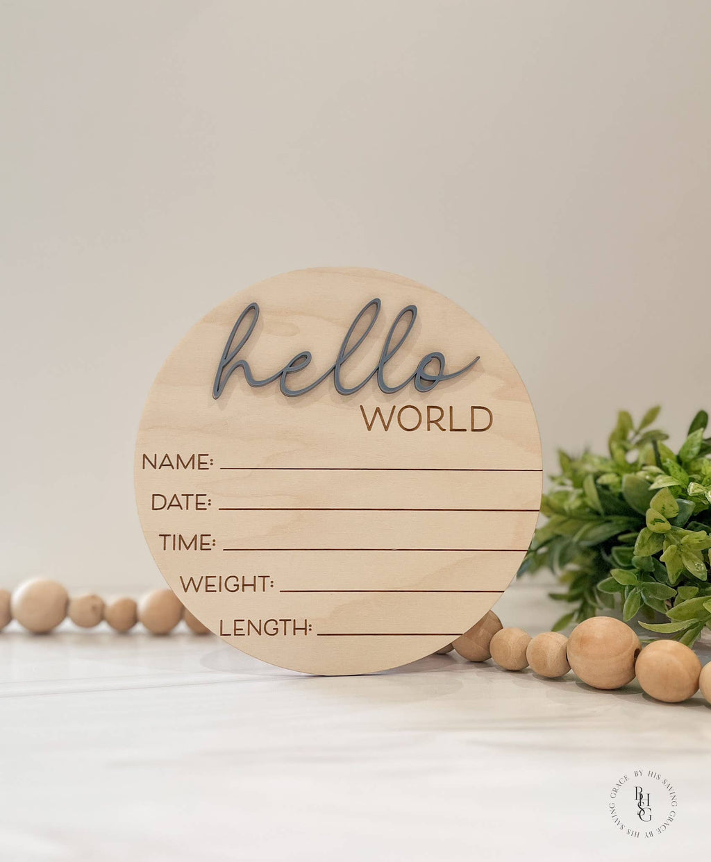 Wooden Hello World sign ￼