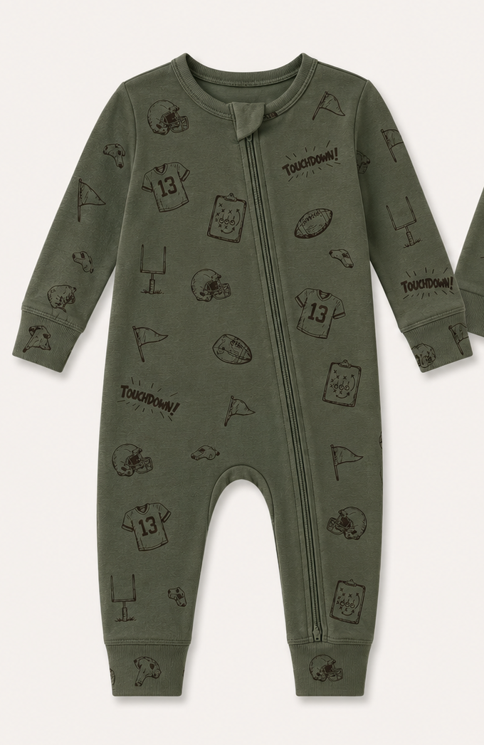 Touchdown (Ribbed) Zip Pajamas