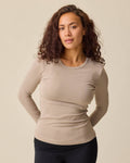 Ribbed Bamboo Long Sleeve Nursing T-shirt | Sandstone