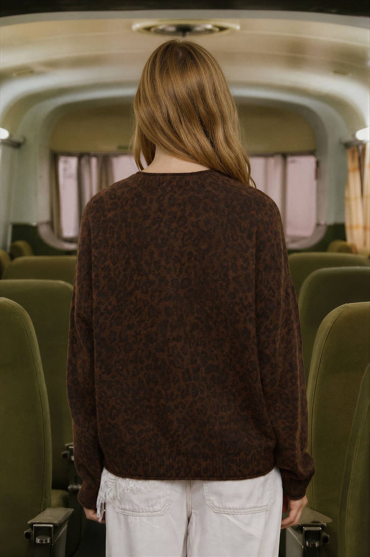 LEOPARD ROLLED EDGE BUTTON DOWN CARDIGAN