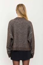 MARLED RIBBED TRIM BUTTON DOWN KNIT CARDIGAN